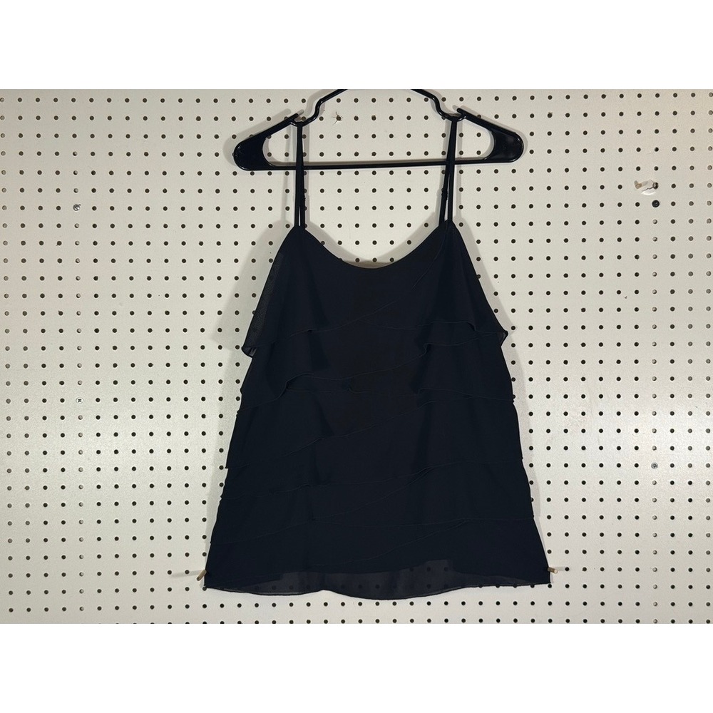 Nicole by Nicole Miller Black Tiered Ruffle Camisole Top Medium NWT